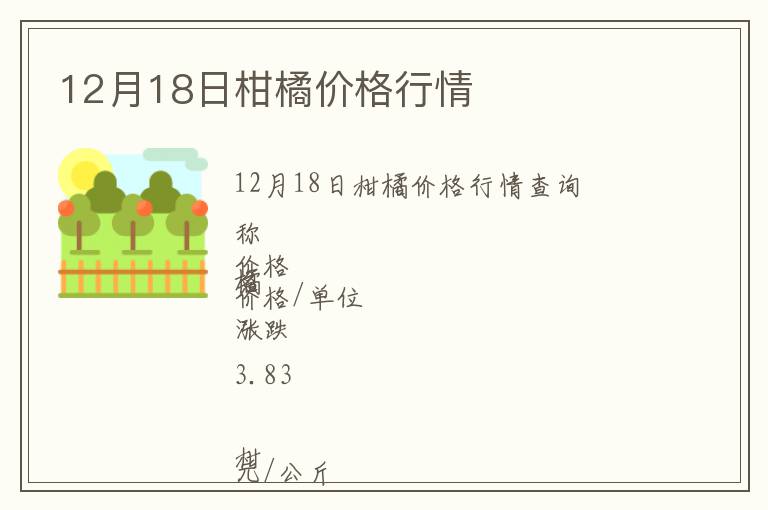 12月18日柑橘價(jià)格行情