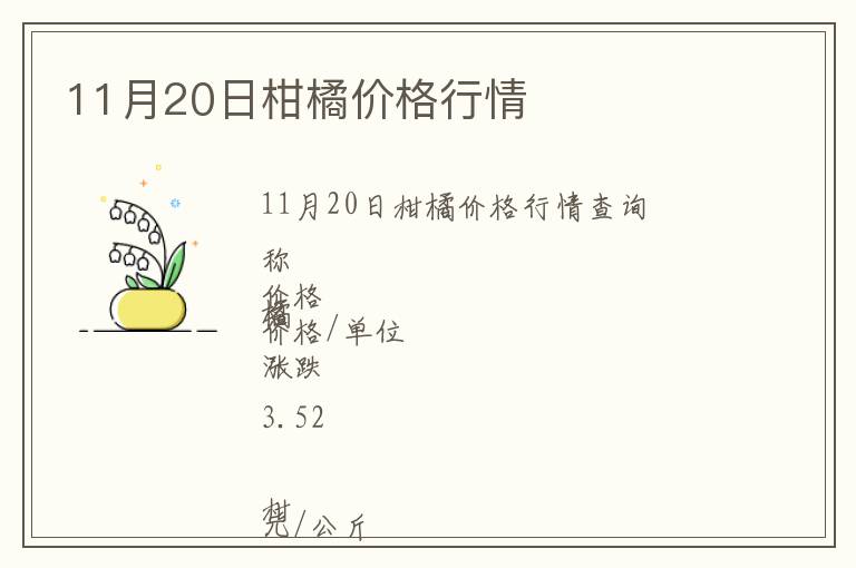 11月20日柑橘價格行情