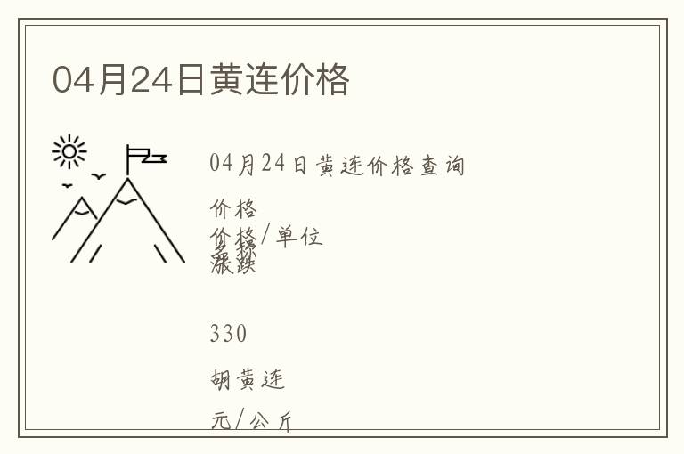 04月24日黃連價格