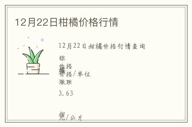 12月22日柑橘價格行情