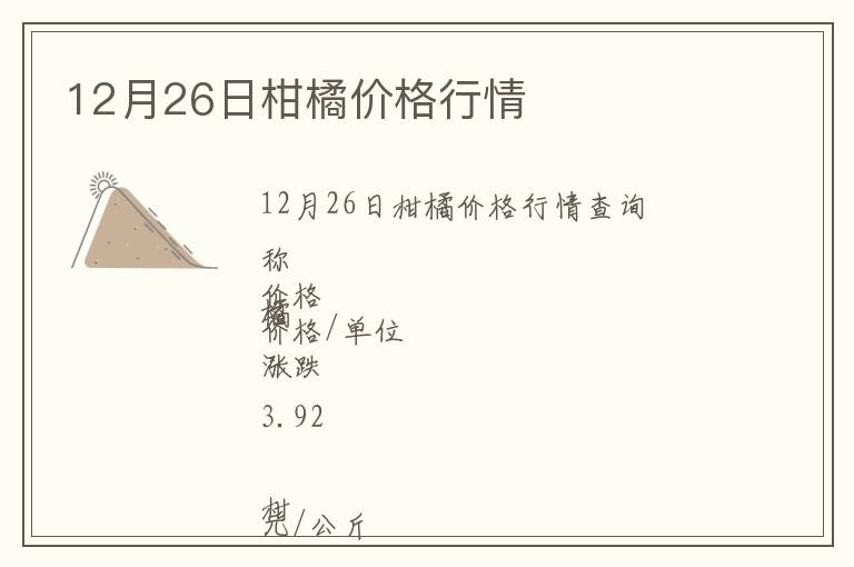 12月26日柑橘價格行情