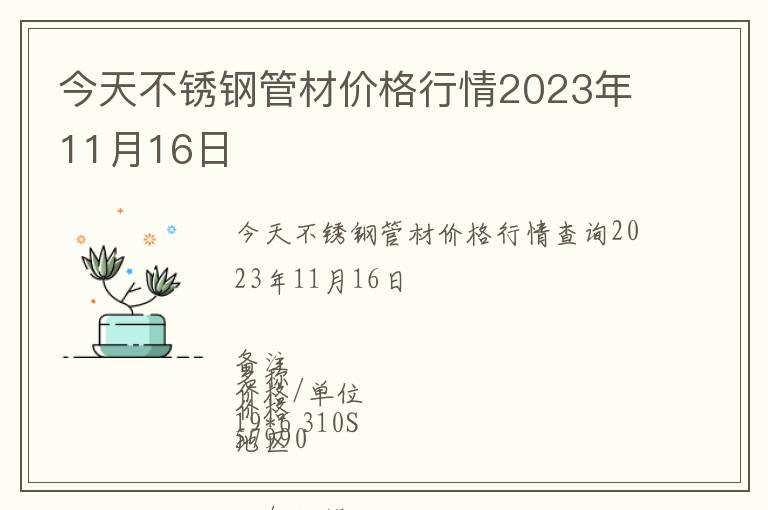 今天不銹鋼管材價格行情2023年11月16日