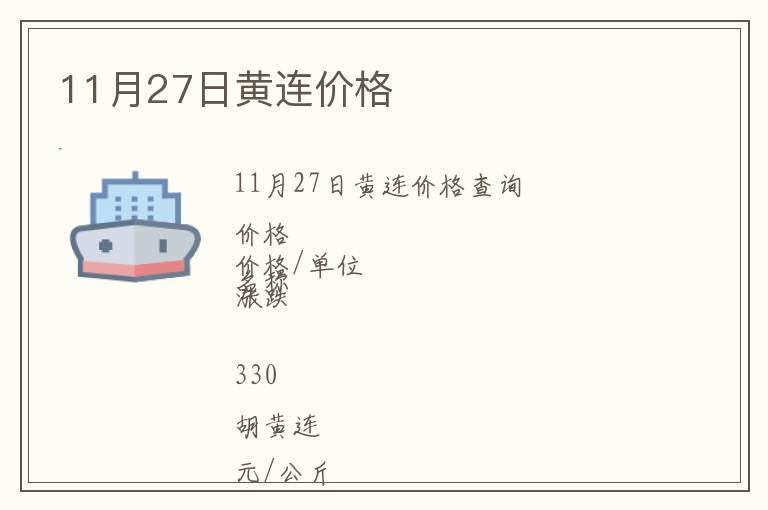 11月27日黃連價格