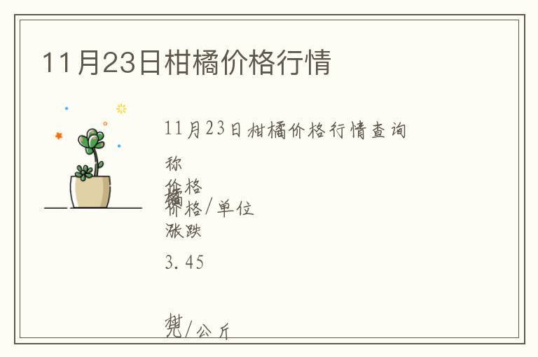 11月23日柑橘價格行情