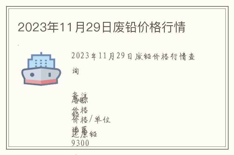 2023年11月29日廢鉛價(jià)格行情