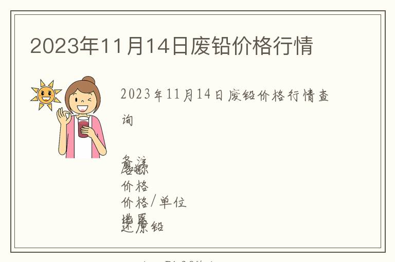 2023年11月14日廢鉛價格行情