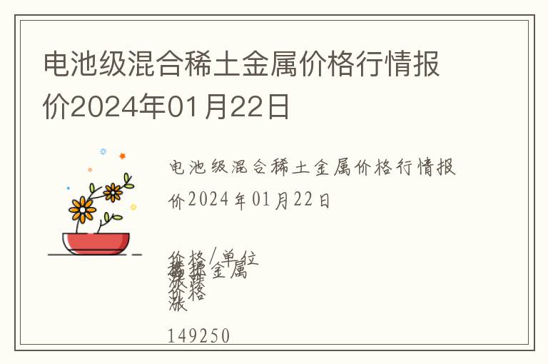 電池級(jí)混合稀土金屬價(jià)格行情報(bào)價(jià)2024年01月22日