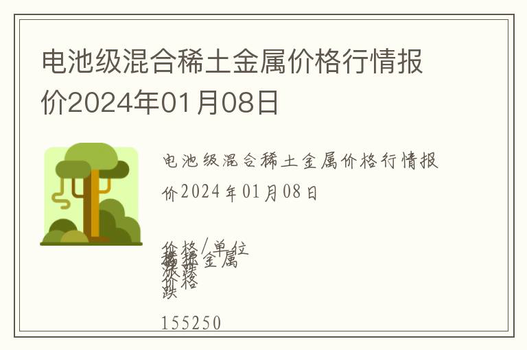 電池級混合稀土金屬價格行情報價2024年01月08日