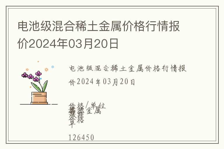 電池級混合稀土金屬價格行情報價2024年03月20日