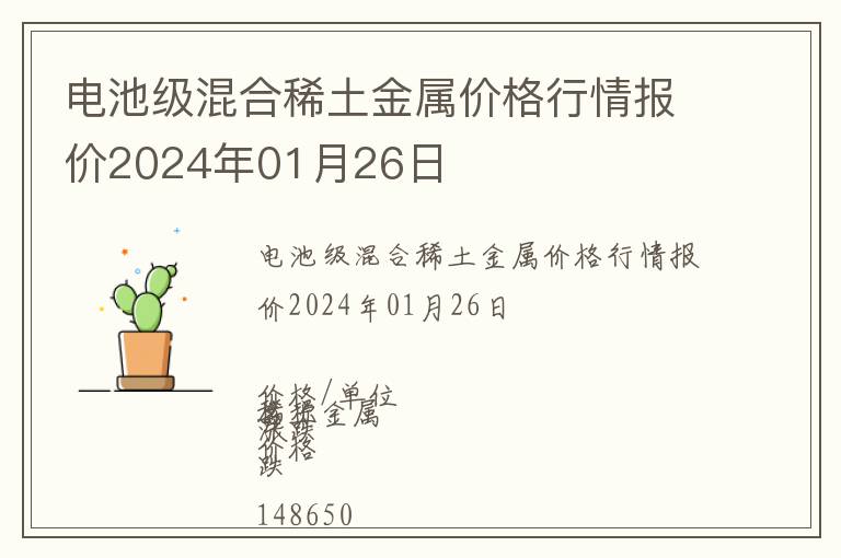 電池級混合稀土金屬價格行情報價2024年01月26日