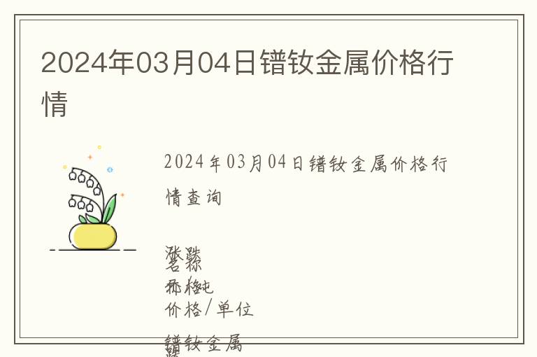 2024年03月04日鐠釹金屬價格行情