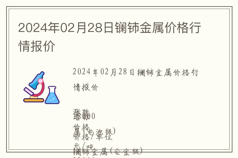 2024年02月28日鑭鈰金屬價(jià)格行情報(bào)價(jià)