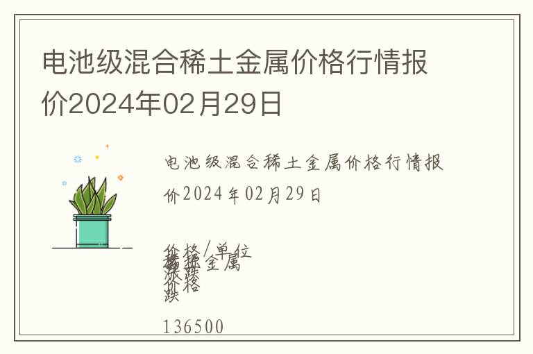 電池級混合稀土金屬價格行情報價2024年02月29日