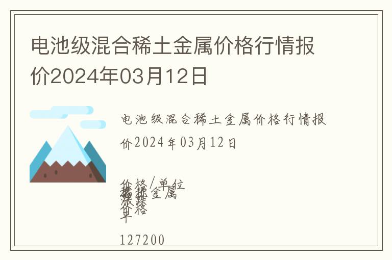 電池級混合稀土金屬價格行情報價2024年03月12日