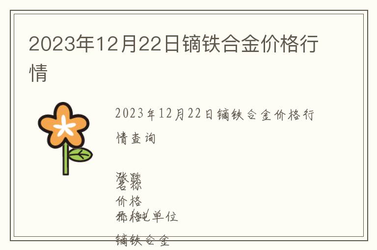 2023年12月22日鏑鐵合金價格行情