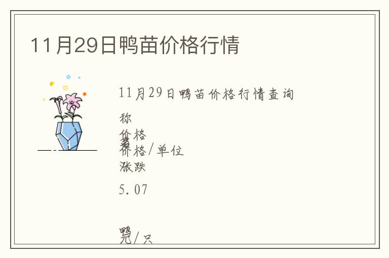 11月29日鴨苗價(jià)格行情