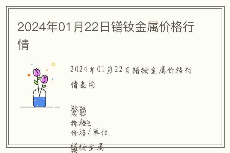 2024年01月22日鐠釹金屬價格行情