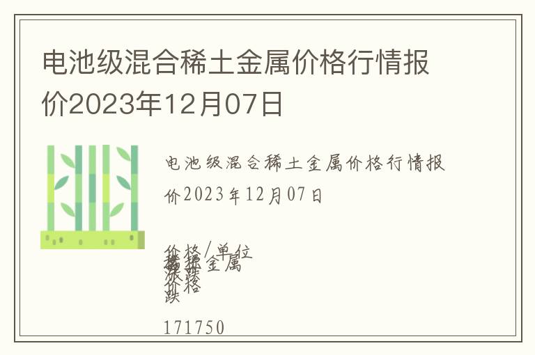 電池級(jí)混合稀土金屬價(jià)格行情報(bào)價(jià)2023年12月07日