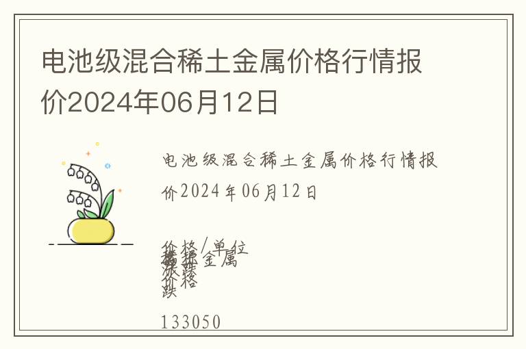 電池級混合稀土金屬價格行情報價2024年06月12日