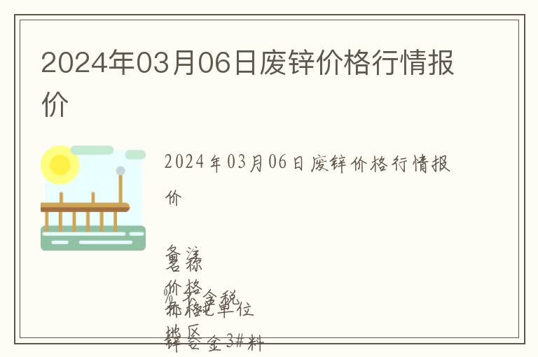 2024年03月06日廢鋅價格行情報價