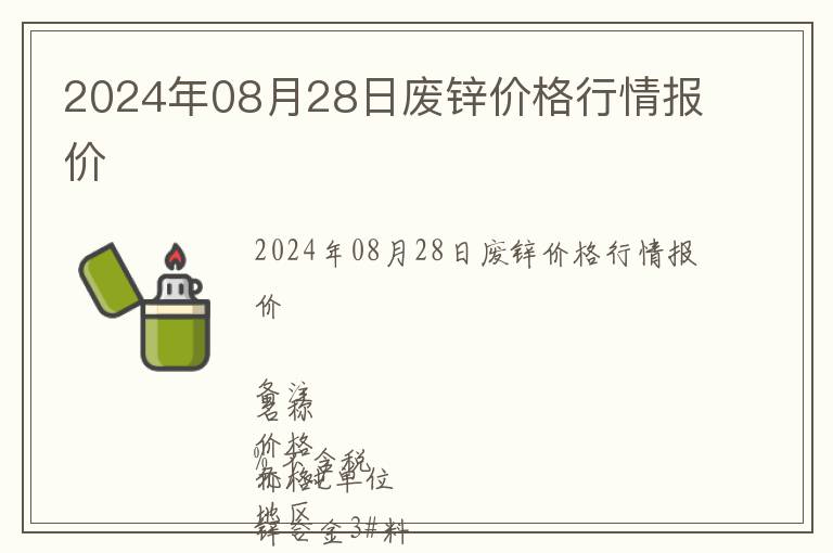 2024年08月28日廢鋅價格行情報價