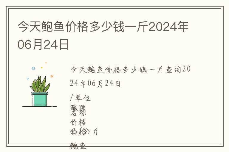 今天鮑魚價格多少錢一斤2024年06月24日