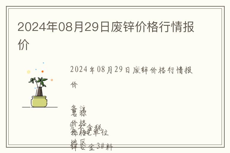 2024年08月29日廢鋅價(jià)格行情報(bào)價(jià)