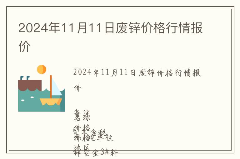 2024年11月11日廢鋅價格行情報價