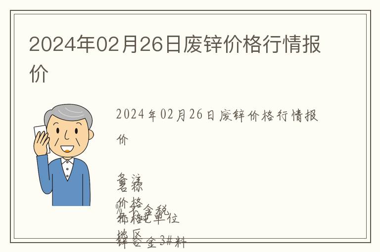 2024年02月26日廢鋅價(jià)格行情報(bào)價(jià)