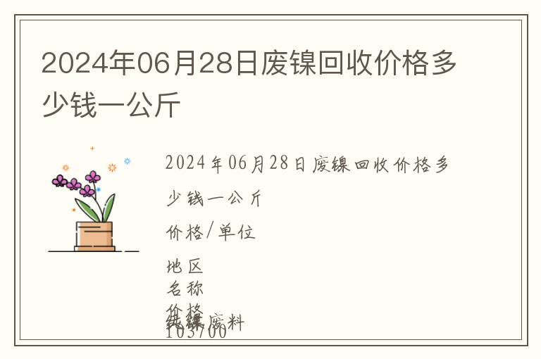 2024年06月28日廢鎳回收價格多少錢一公斤