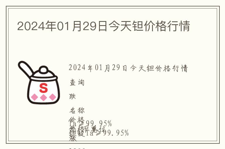 2024年01月29日今天鉭價格行情