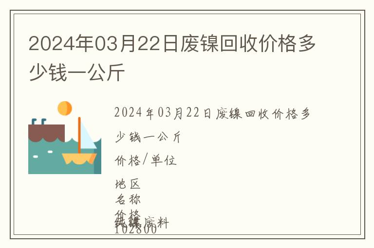 2024年03月22日廢鎳回收價格多少錢一公斤