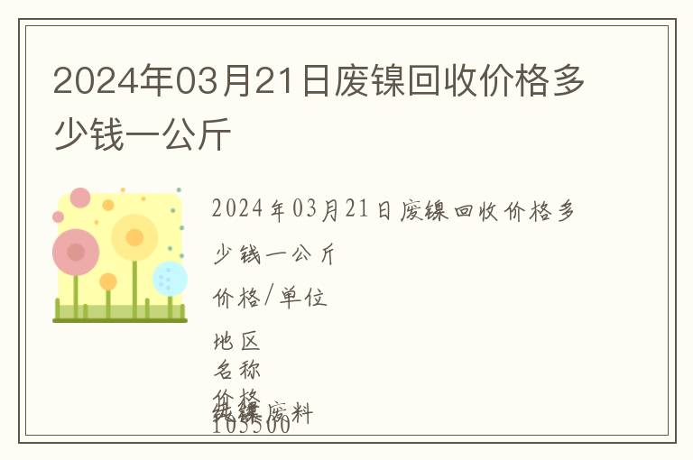 2024年03月21日廢鎳回收價格多少錢一公斤