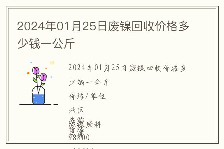 2024年01月25日廢鎳回收價格多少錢一公斤