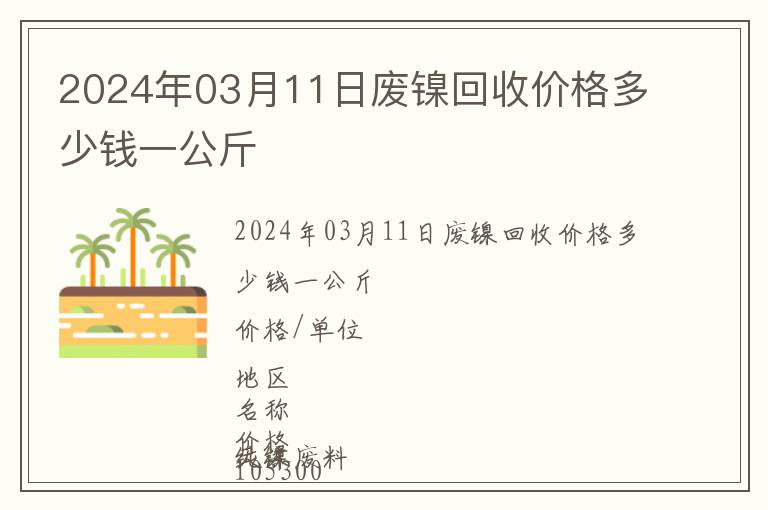 2024年03月11日廢鎳回收價格多少錢一公斤