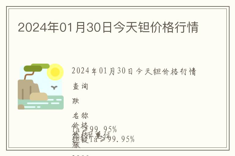 2024年01月30日今天鉭價(jià)格行情