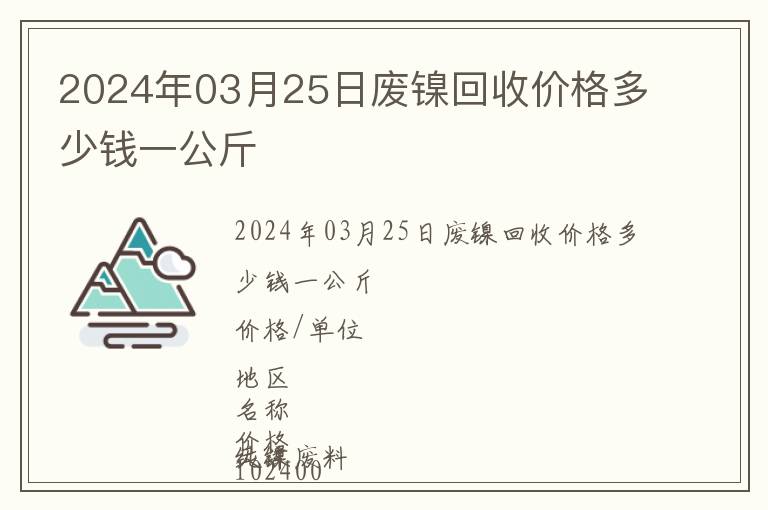 2024年03月25日廢鎳回收價格多少錢一公斤