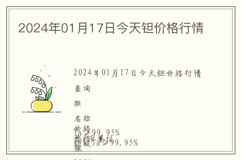 2024年01月17日今天鉭價格行情