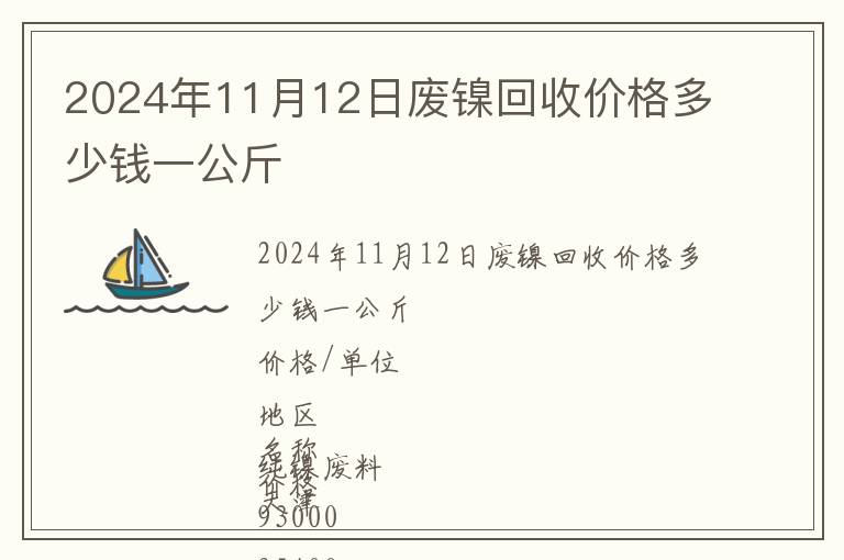 2024年11月12日廢鎳回收價格多少錢一公斤