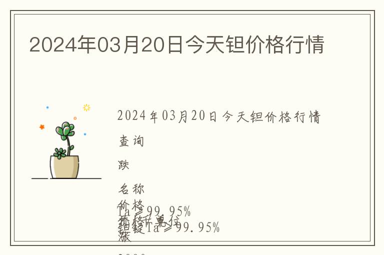 2024年03月20日今天鉭價格行情