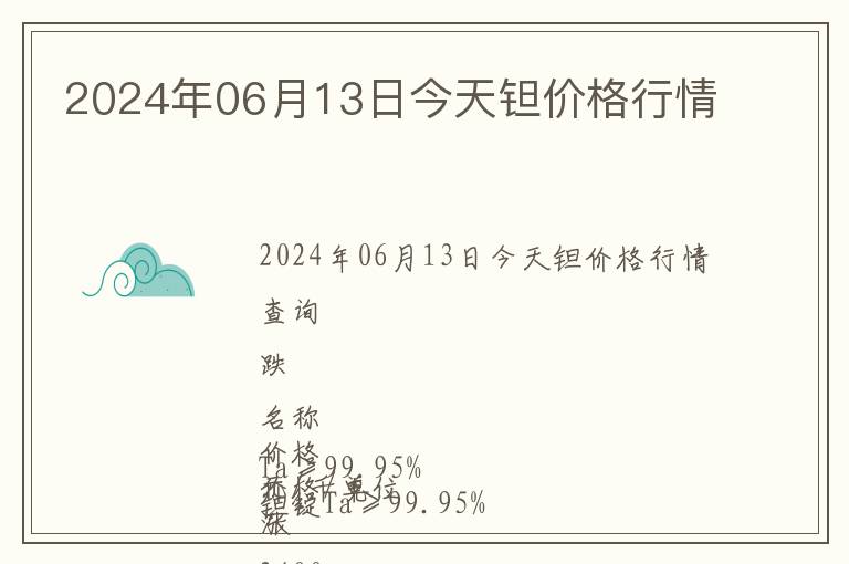 2024年06月13日今天鉭價格行情