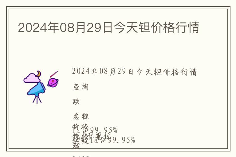 2024年08月29日今天鉭價格行情