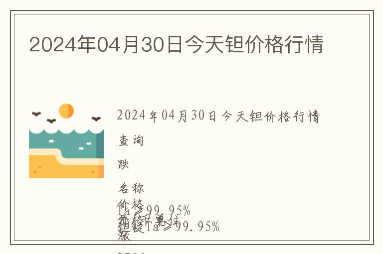 2024年04月30日今天鉭價格行情