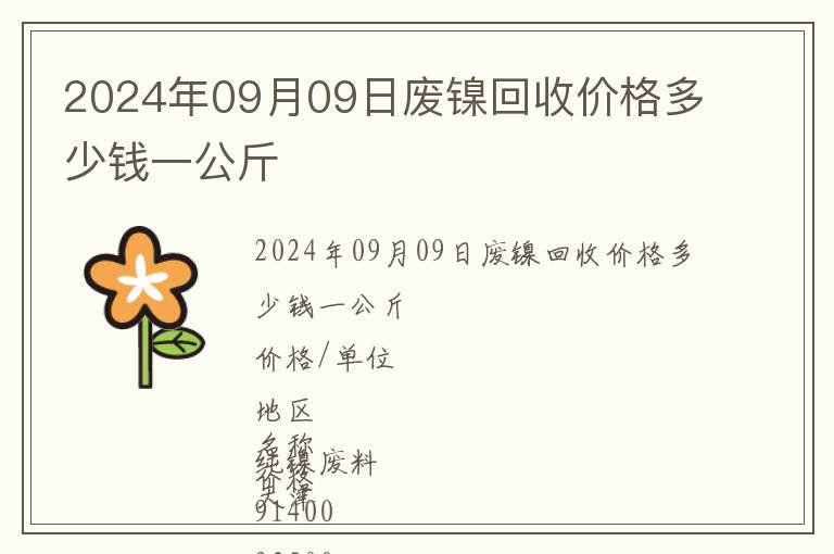 2024年09月09日廢鎳回收價(jià)格多少錢一公斤