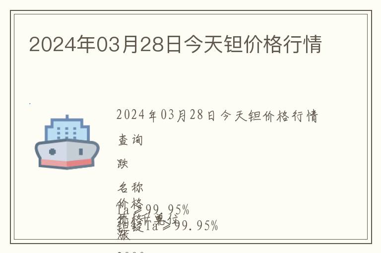 2024年03月28日今天鉭價格行情