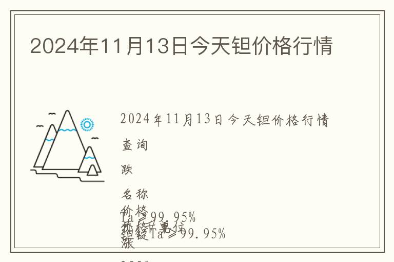 2024年11月13日今天鉭價格行情