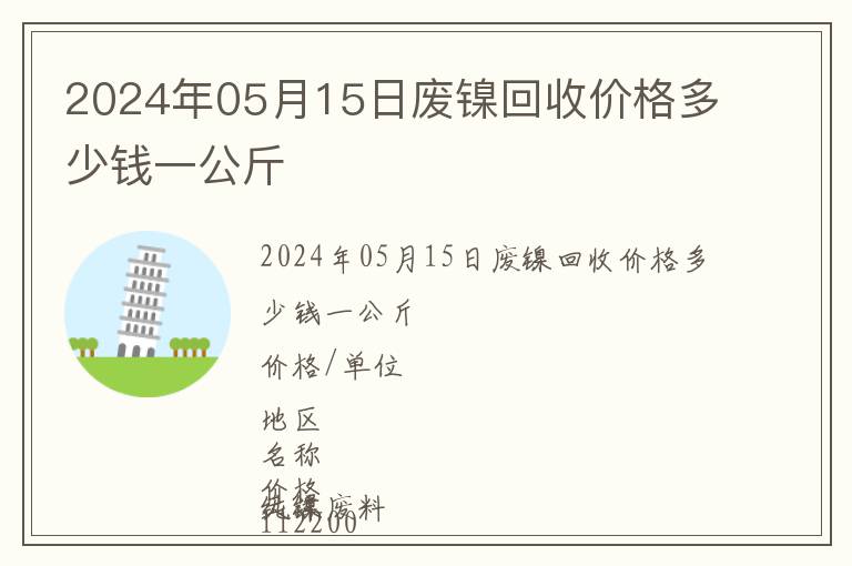 2024年05月15日廢鎳回收價格多少錢一公斤