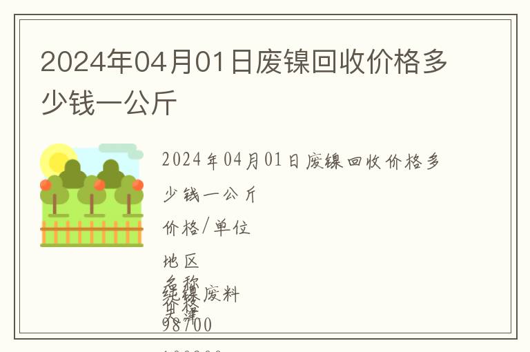 2024年04月01日廢鎳回收價格多少錢一公斤