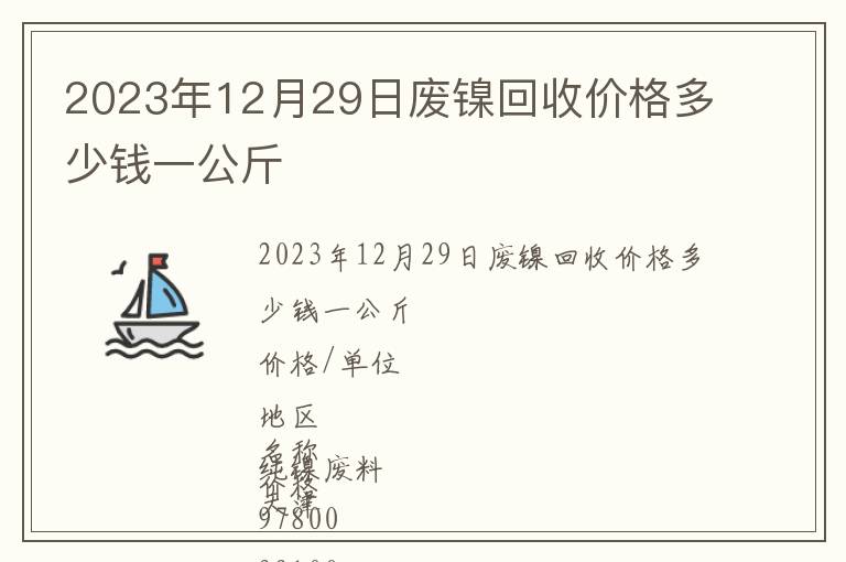 2023年12月29日廢鎳回收價格多少錢一公斤