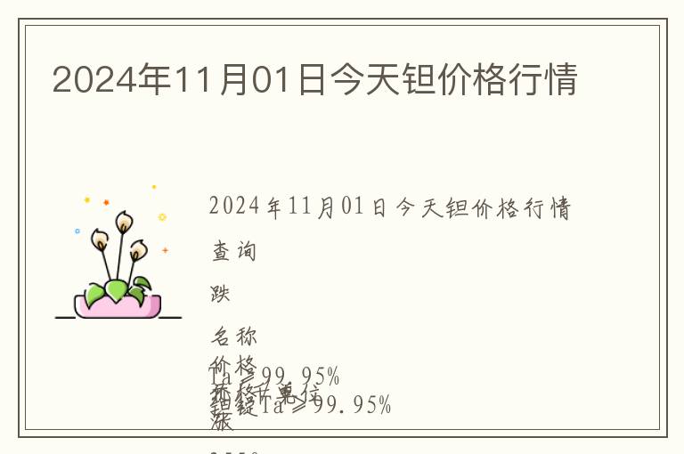 2024年11月01日今天鉭價格行情